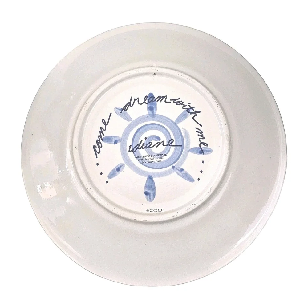 Vintage Blue & White Pineapple Hanging Plate Come Dream with Me by Diane Allen - Picture 3 of 4